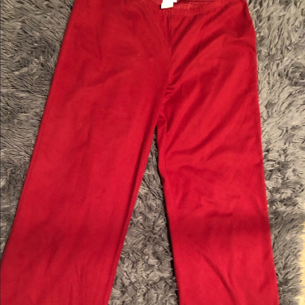 Red boot leg pants